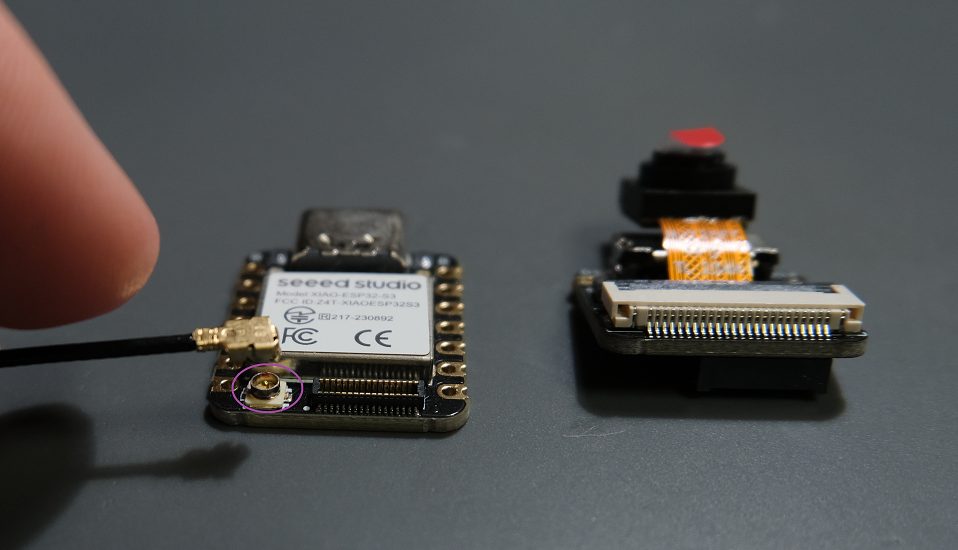 Line up the antenna connector to the one on the board